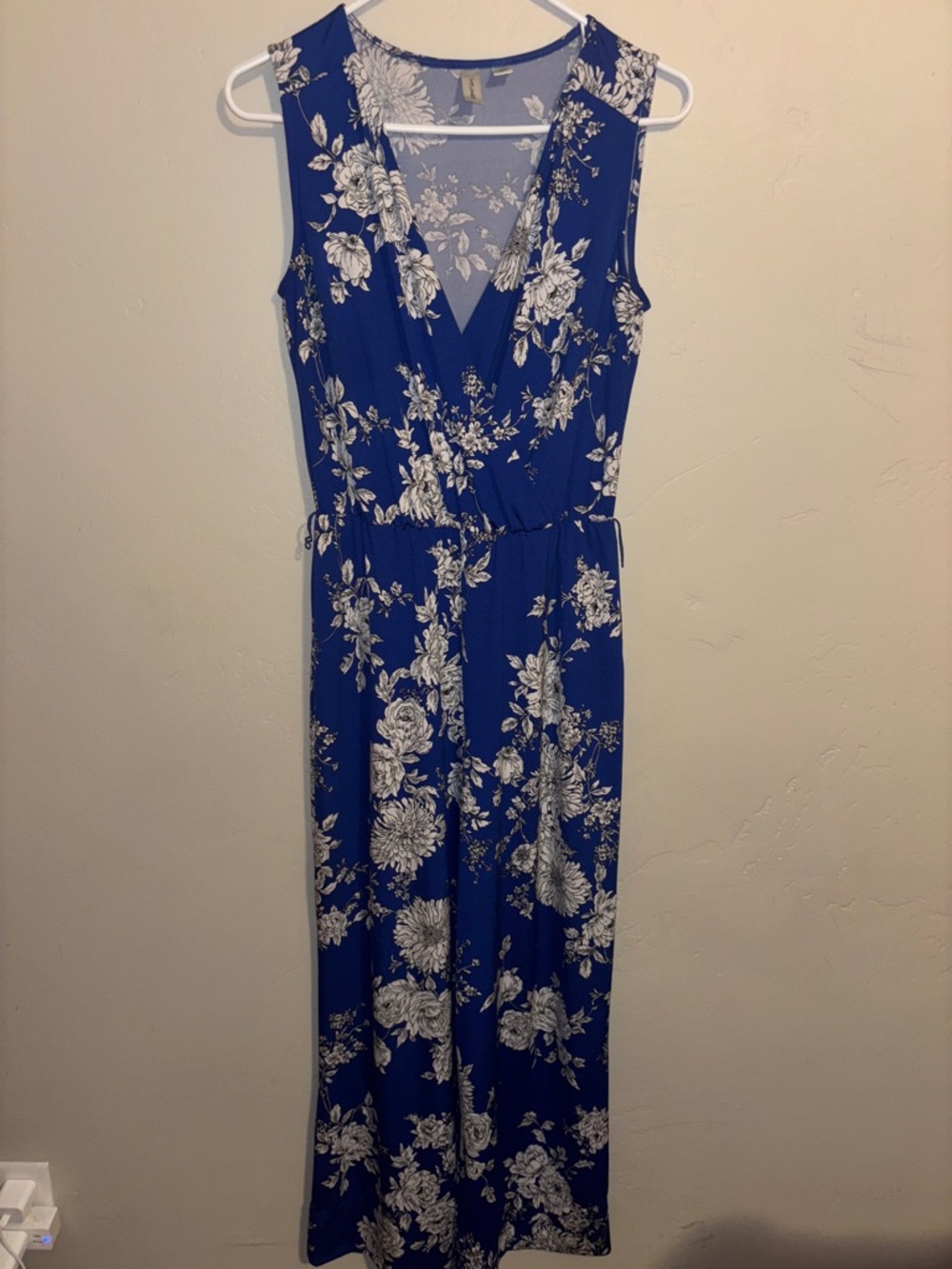 Tacera Royal Blue Sleeveless Floral jumpsuit